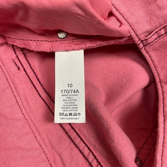 Kate Spade Pink Wool Cotton Heather Basket Weave Pants Wide Leg Cropped Button - Picture 10 of 12